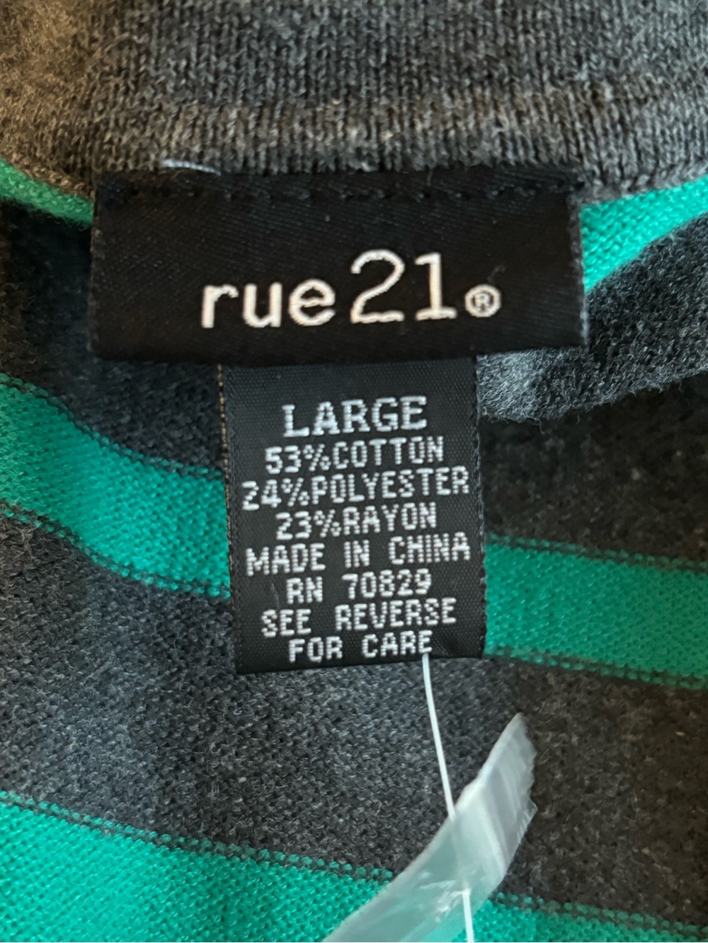 Rue21 Green and Gray Striped Cardigan Button Front Size L - Picture 4 of 4